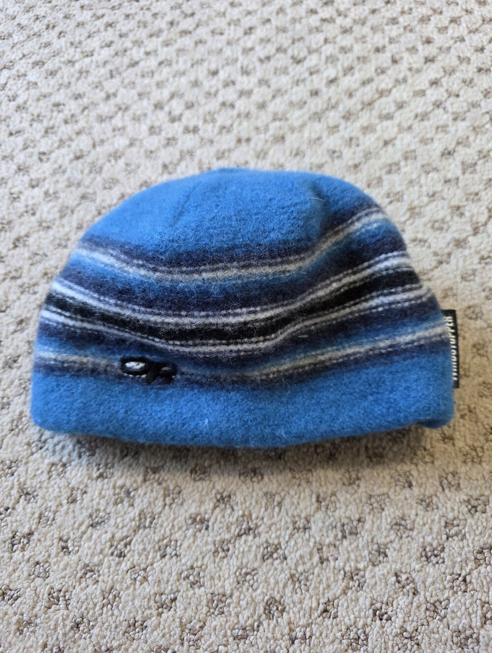 Outdoor Research Blue and Black Striped Fleece Beanie